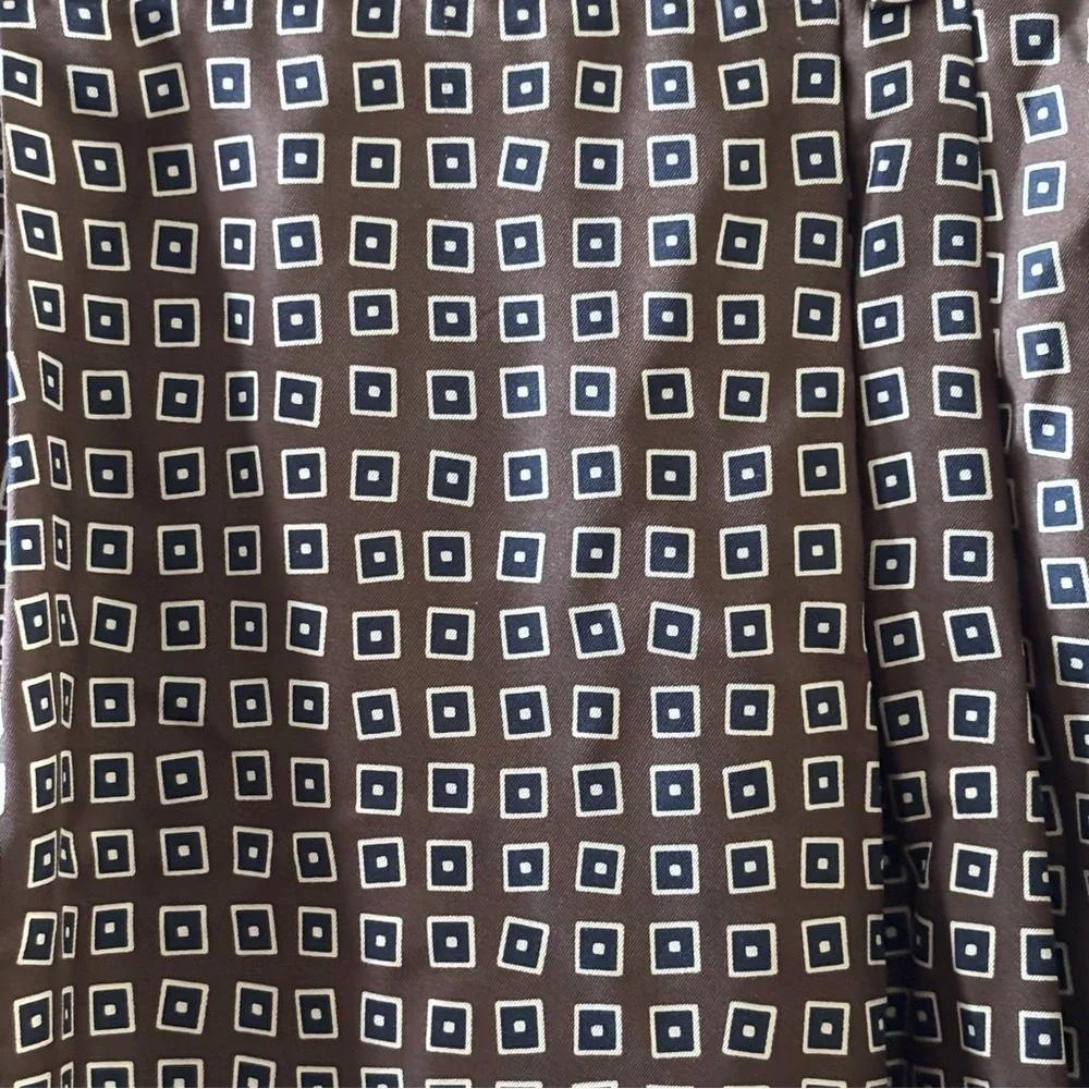 Vintage Doncaster 100% silk Brown Geometric A-Line maxi skirt in size 12